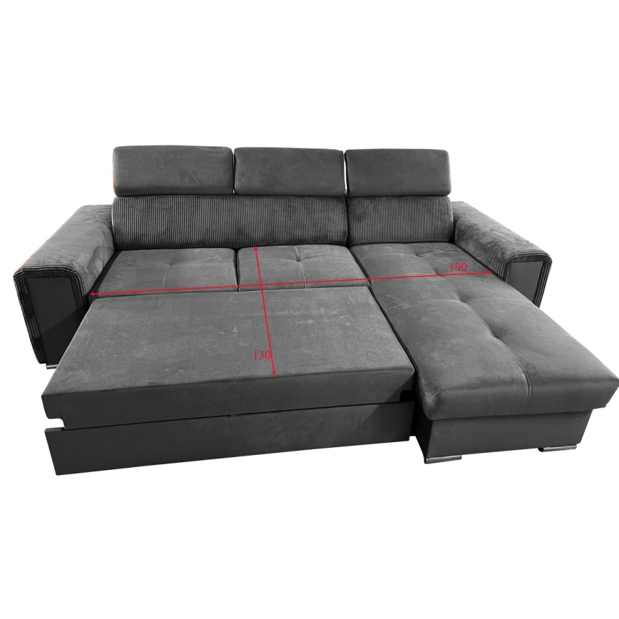 Universelles Eck-Schlafsofa in L-Form mit Stauraum SALVADA, dunkelgrau