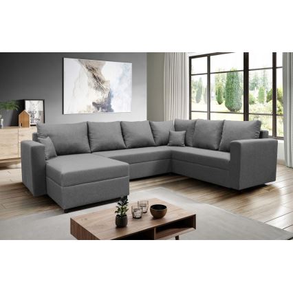 Universelles Eck-Schlafsofa mit Stauraum in U-Form SEYA, grau
