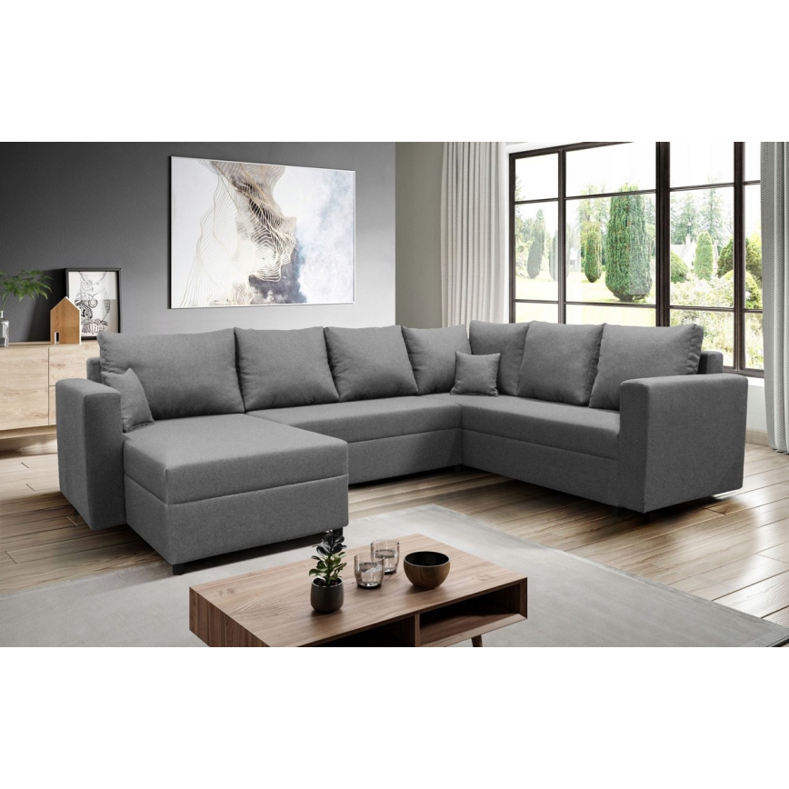 Universelles Eck-Schlafsofa mit Stauraum in U-Form SEYA, grau