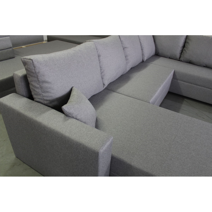 Universelles Eck-Schlafsofa mit Stauraum in U-Form SEYA, grau