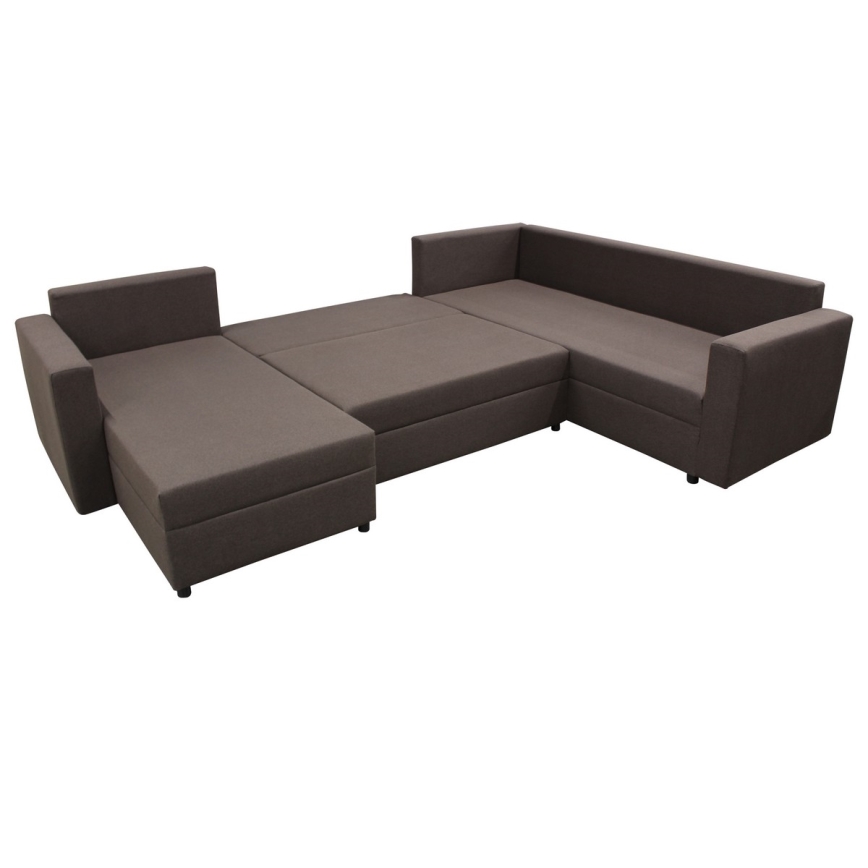 Universelles Eck-Schlafsofa mit Stauraum in U-Form SEYA, braun