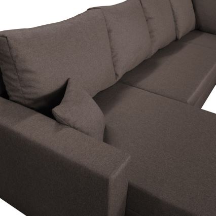 Universelles Eck-Schlafsofa mit Stauraum in U-Form SEYA, braun