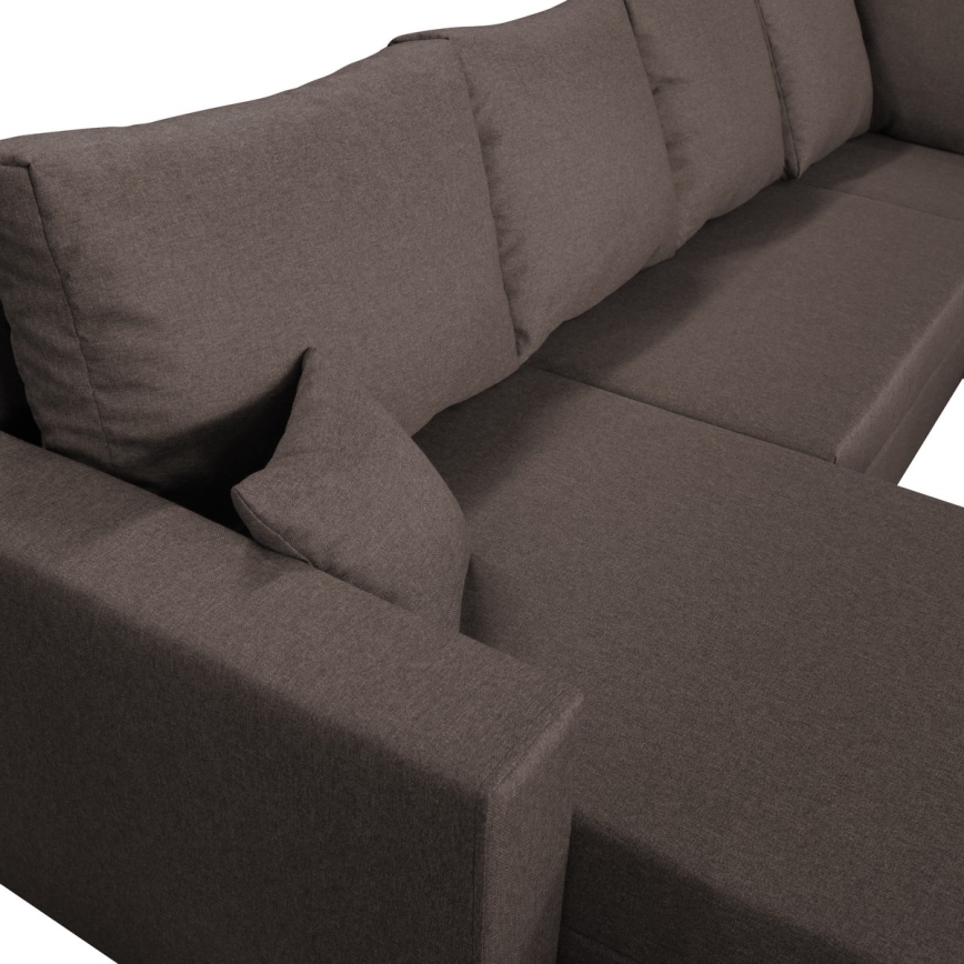 Universelles Eck-Schlafsofa mit Stauraum in U-Form SEYA, braun