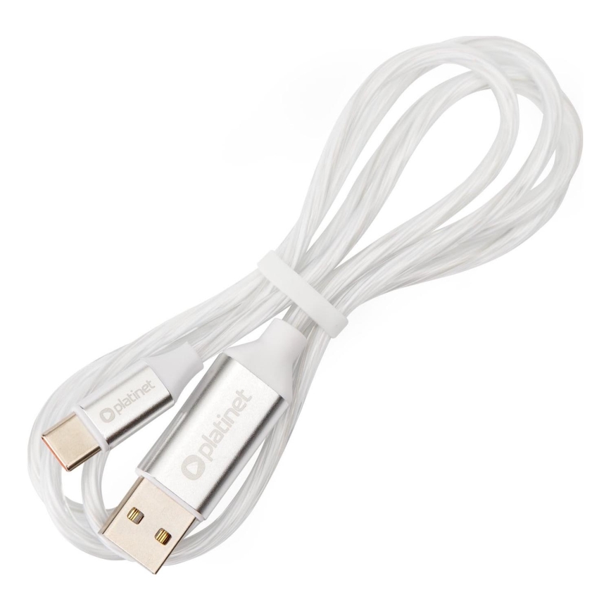 USB-Kabel USB-A / USB-C Verbinder mit LED-Hintergrundbeleuchtung 18W 1m weiß