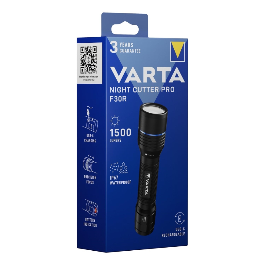 Varta 18921101111 - LED-Akku-Taschenlampe NIGHT CUTTER PRO F30R LED/USB IP67