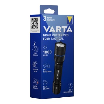 Varta 18923101111 - LED-taktische wiederaufladbare Taschenlampe NIGHT CUTTER PRO F20R LED/USB 2600 mAh