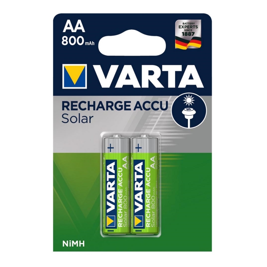 Varta 56736 - 2 Stück Wiederaufladbare Batterien SOLAR ACCU AA NiMH/800mAh/1,2V