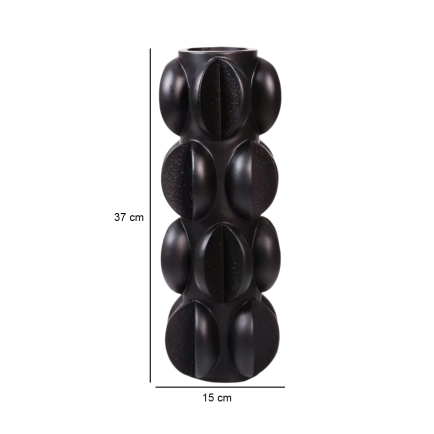 Vase 37x15 cm Harz/matt schwarz