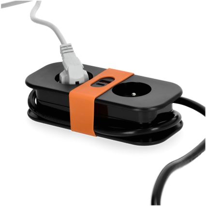 Verlängerungskabel 2-fach + 2x USB, 1,4 m, schwarz