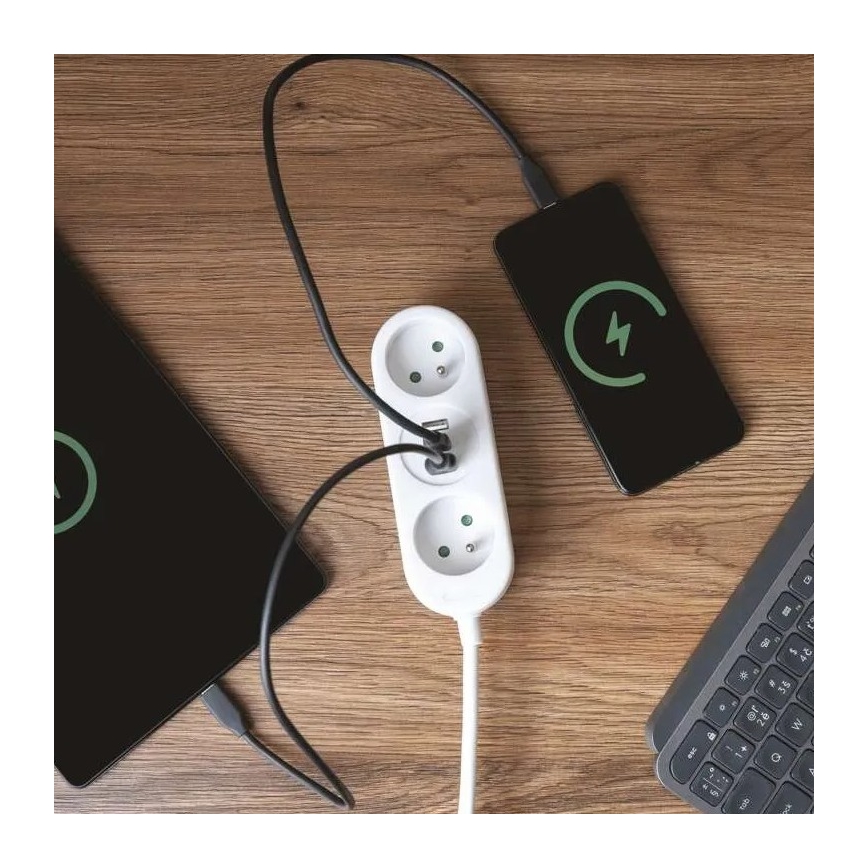 Verlängerungskabel 2-fach + 2x USB-A + USB-C 1,4 m