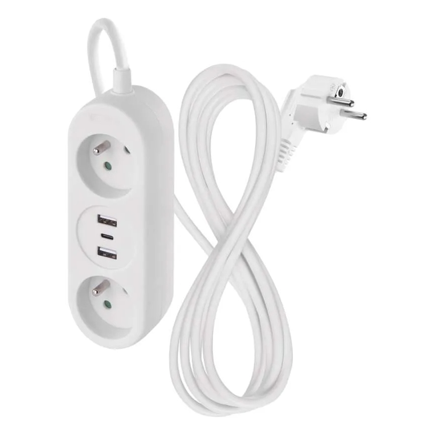 Verlängerungskabel 2-fach + 2x USB-A + USB-C 1,4 m