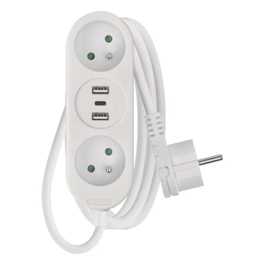 Verlängerungskabel 2-fach + 2x USB-A + USB-C 1,4 m
