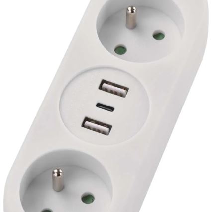Verlängerungskabel 2-fach + 2x USB-A + USB-C 1,4 m