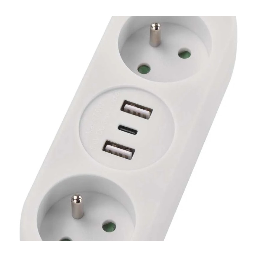 Verlängerungskabel 2-fach + 2x USB-A + USB-C 1,4 m