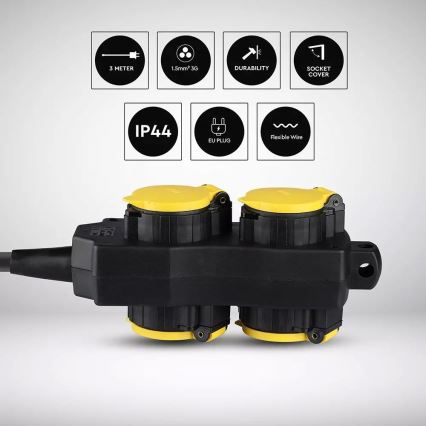 Verlängerungskabel 4-fach SCHUKO 3m IP44
