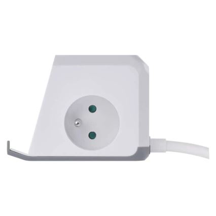 Verlängerungskabel mit Steckdosenleiste und kabellosem QI-Ladegerät 2x USB-A + 1x USB-C, 2 m, weiß