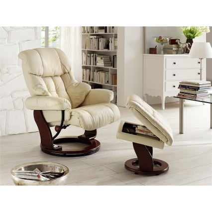 Verstellbarer Sessel HABI, creme/Nussbaum