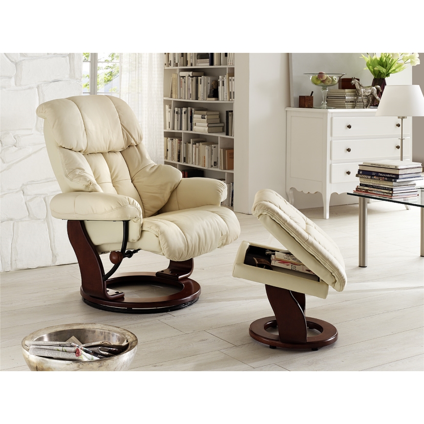 Verstellbarer Sessel HABI, creme/Nussbaum