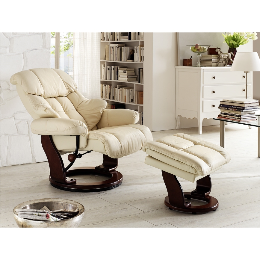 Verstellbarer Sessel HABI, creme/Nussbaum