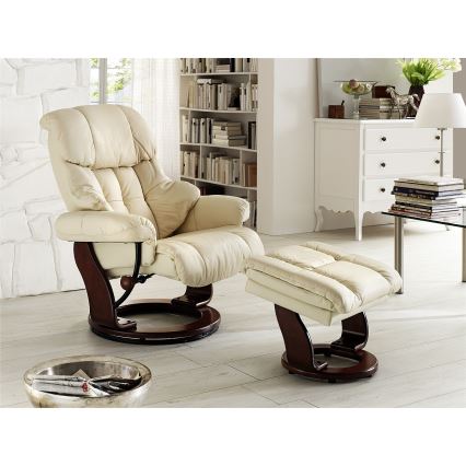 Verstellbarer Sessel HABI, creme/Nussbaum