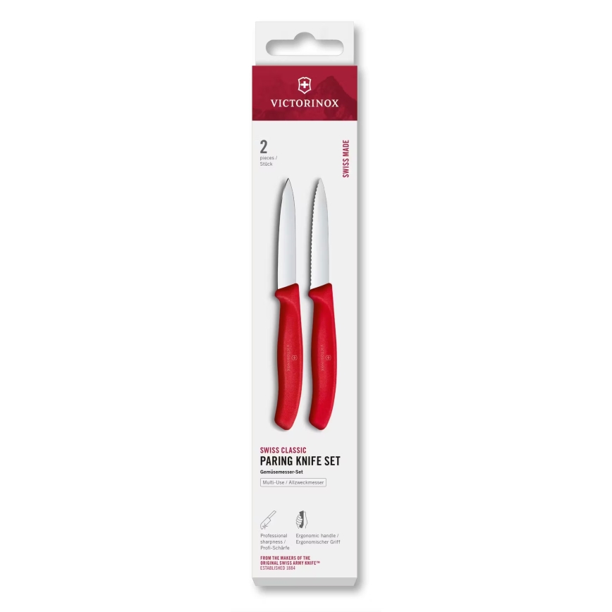 Victorinox - Gemüsemesser-Set SWISS CLASSIC, 8 cm, 2 Stück, rot