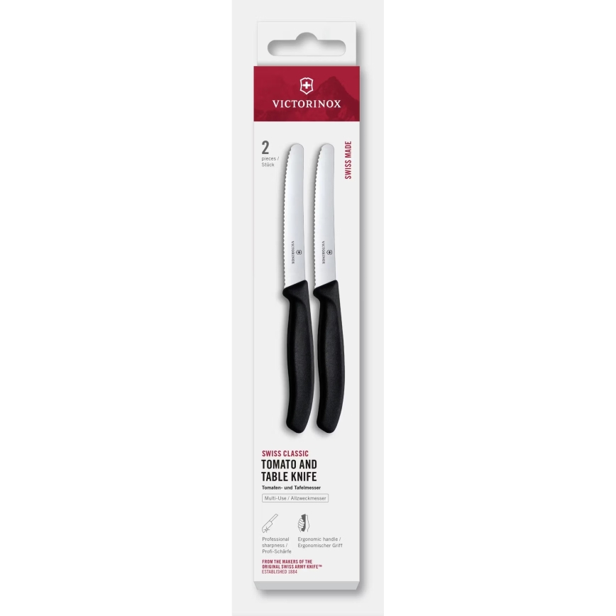 Victorinox - Gemüsemesser-Set SWISS CLASSIC, Klingenlänge 11 cm, 2 Stück, schwarz