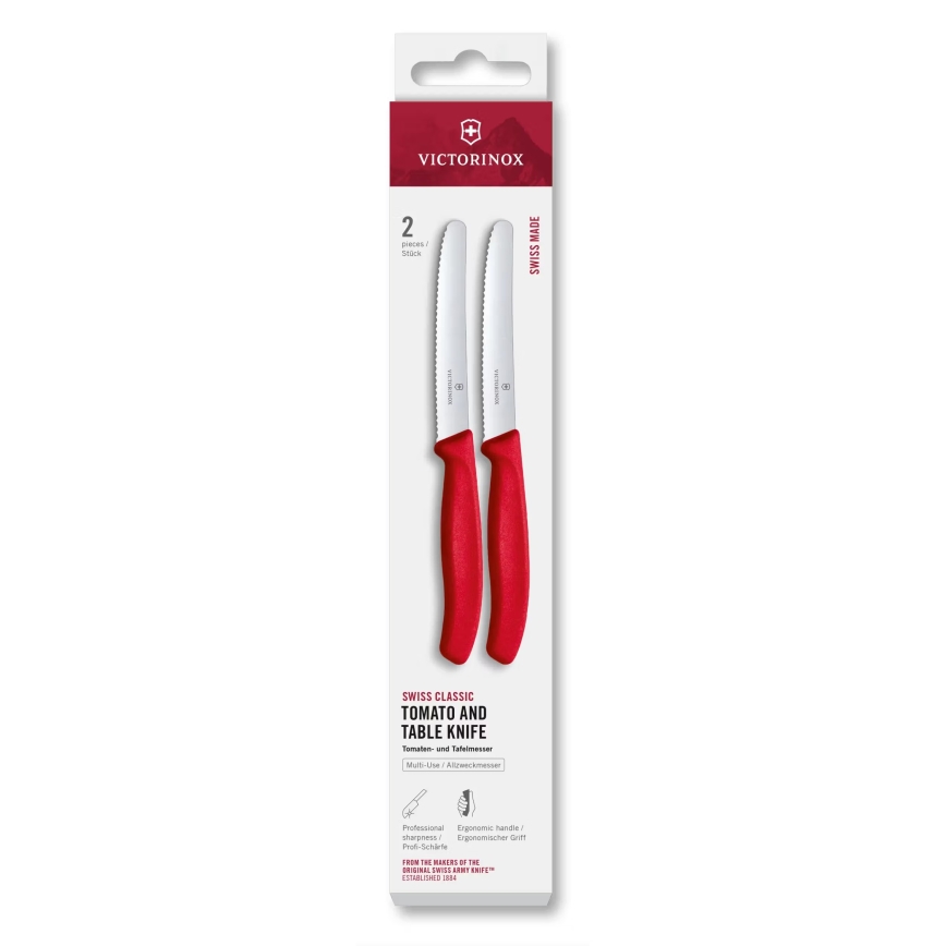 Victorinox - Gemüsemesserset SWISS CLASSIC, 11 cm, 2 Stück, rot