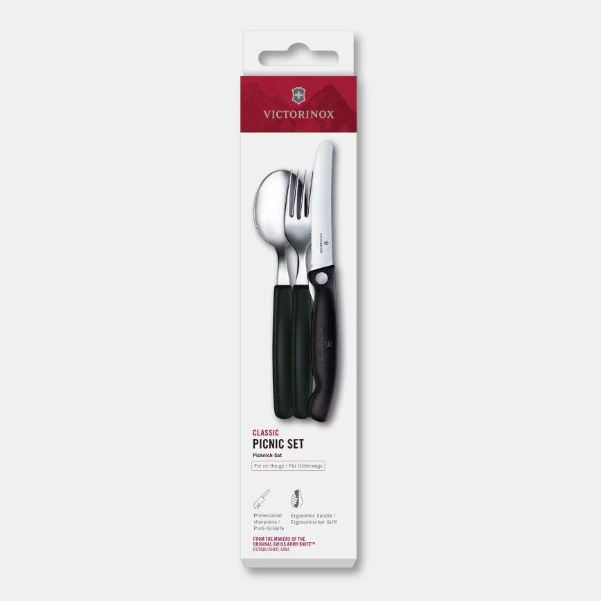 Victorinox - Picknick-Besteckset SWISS CLASSIC, 3-teilig, schwarz