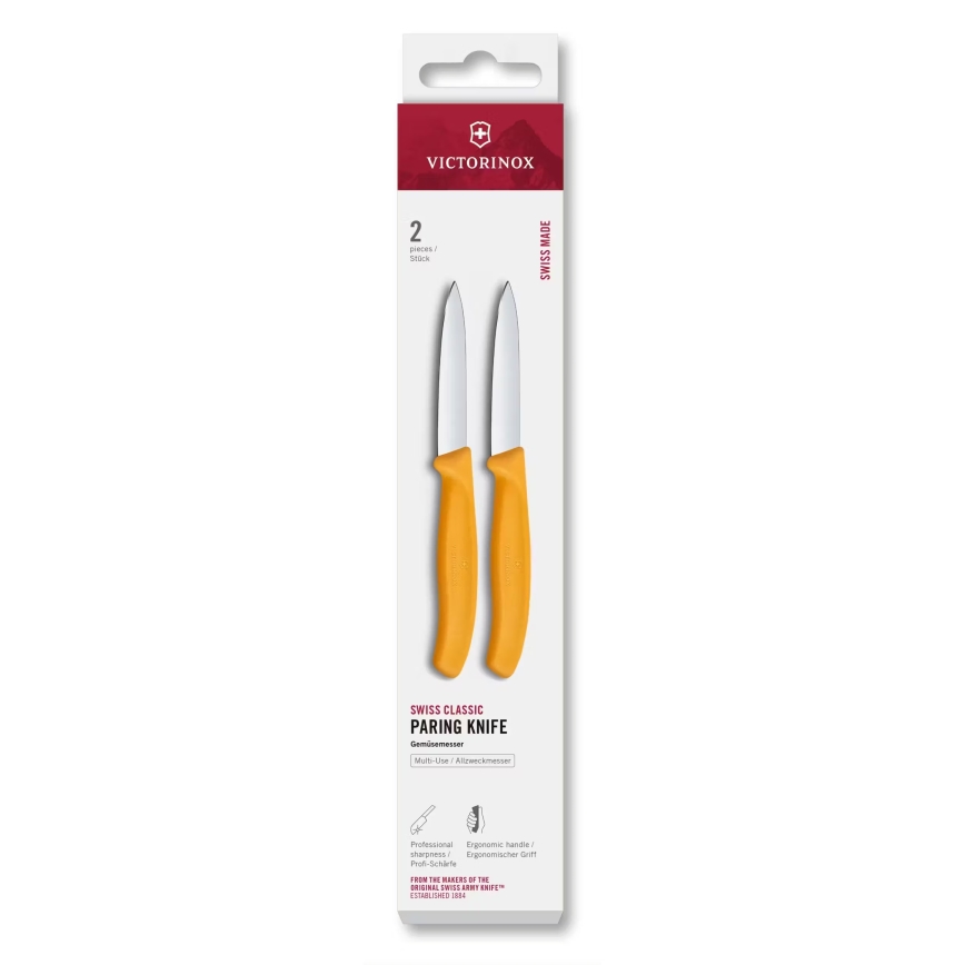 Victorinox - SWISS CLASSIC Gemüsemesser-Set, 2 Stück, Klingenlänge 8 cm, gelb
