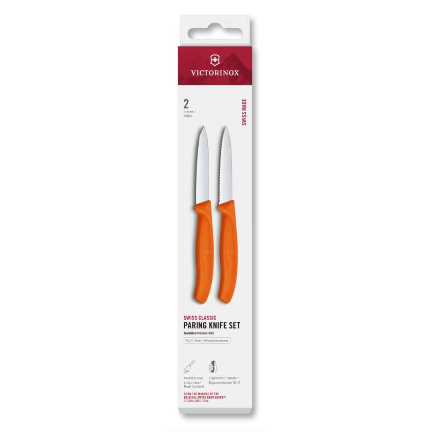 Victorinox - SWISS CLASSIC Gemüsemesser-Set, 8 cm, 2 Stück, orange