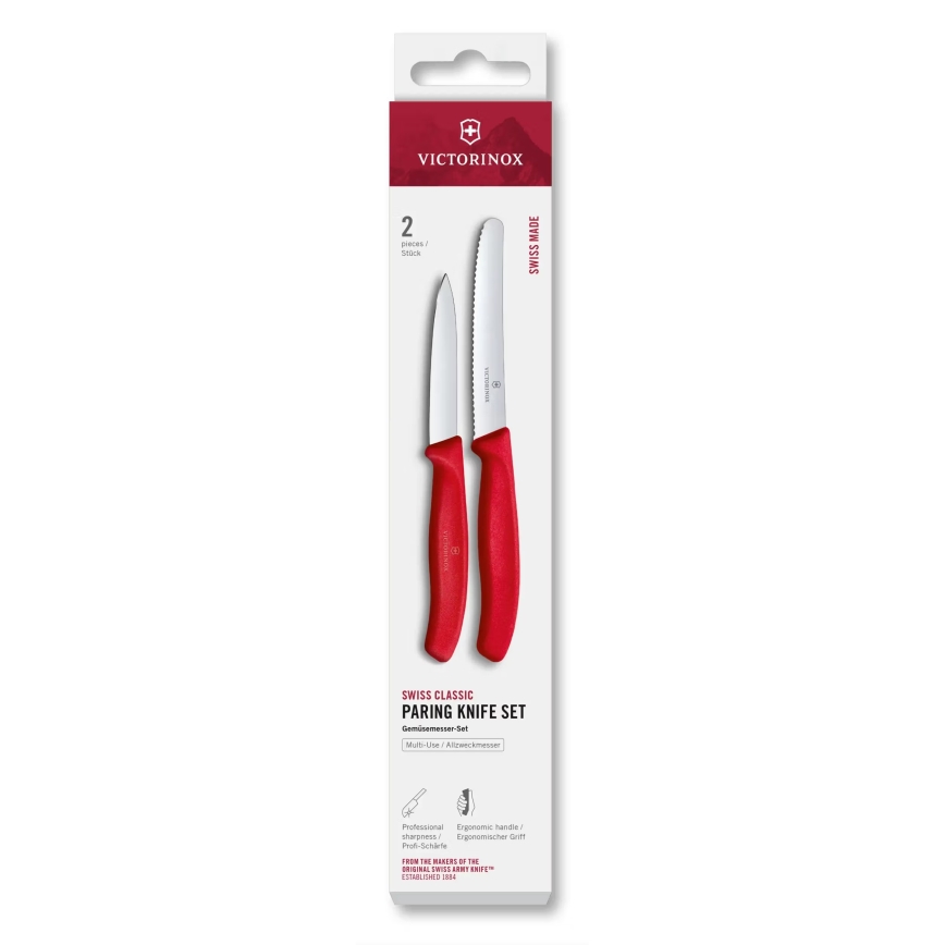 Victorinox - SWISS CLASSIC Gemüsemesserset, 2-tlg., rot