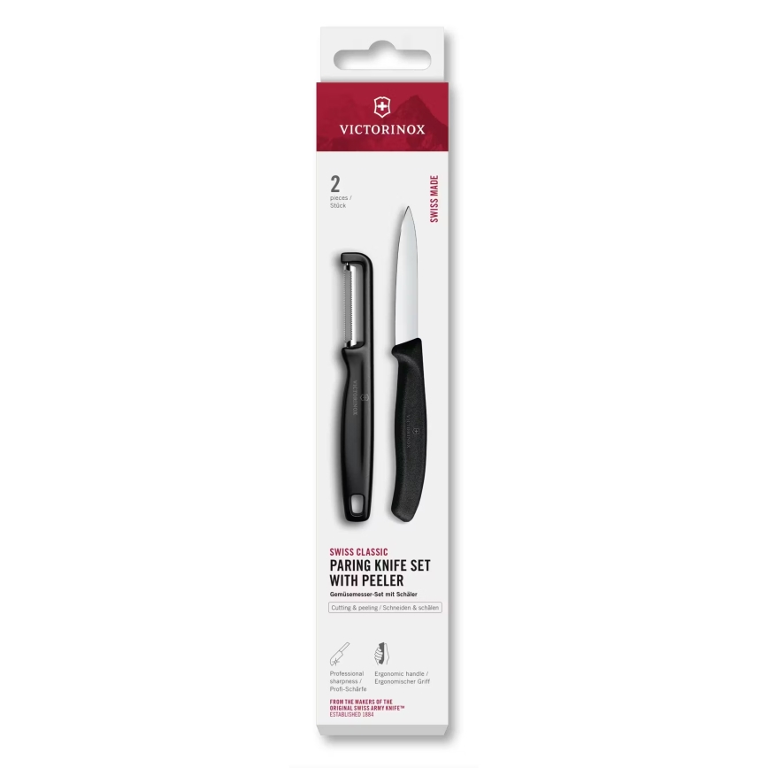 Victorinox - SWISS CLASSIC Küchenmesser-Set mit Schäler, schwarz