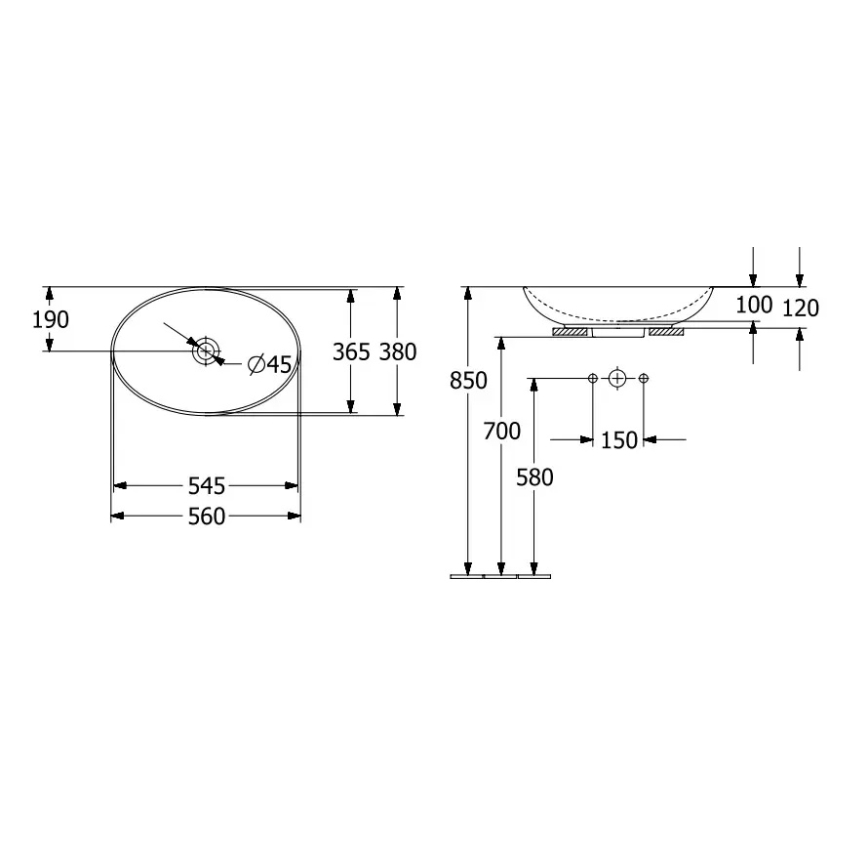 Villeroy & Boch 4A4700R1 - Aufsatzwaschbecken LOOP&FRIENDS 56x38 cm Keramik/weiß