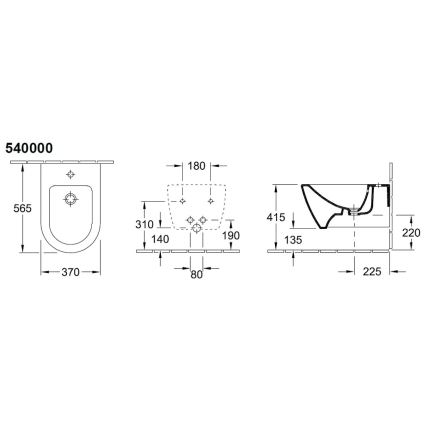 Villeroy & Boch 540000R1 - Wandhängendes Bidet SUBWAY 2.0, 37 x 56,5 cm, Keramik/weiß