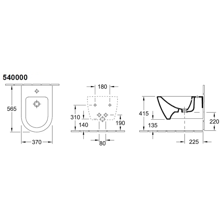 Villeroy & Boch 540000R1 - Wandhängendes Bidet SUBWAY 2.0, 37 x 56,5 cm, Keramik/weiß