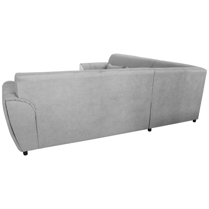VISEU Ecksofa mit Schlaffunktion und Stauraum, L-Form, rechts, grau/weiß