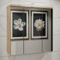 Wand-Badezimmerschrank mit Spiegel VENOM, grün/Eiche Artisan