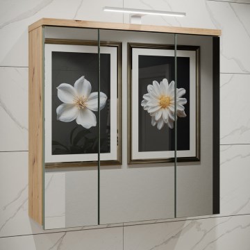 Wand-Badezimmerschrank mit Spiegel VENOM, grün/Eiche Artisan