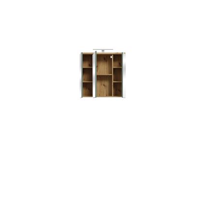 Wand-Badezimmerschrank mit Spiegel VENOM, grün/Eiche Artisan