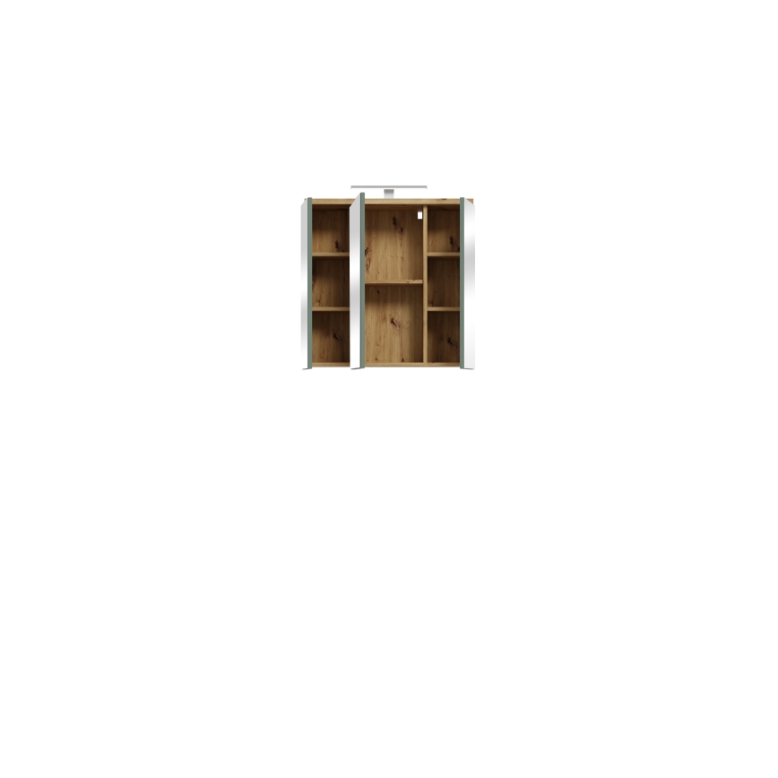 Wand-Badezimmerschrank mit Spiegel VENOM, grün/Eiche Artisan