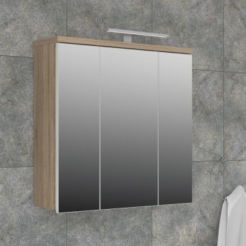 Wand-Badezimmerschrank mit Spiegel VENOM weiß/Sonoma-Eiche
