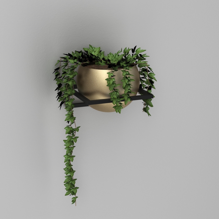 Wand-Blumenkasten 27x29 cm schwarz/gold