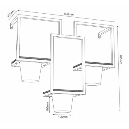 Wand-Blumentopf 46x53 cm schwarz