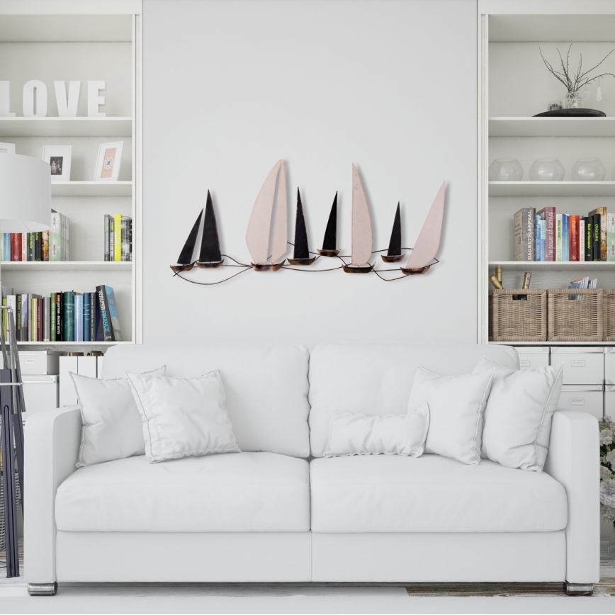 Wanddekoration 52x117 cm Segelboot aus Metall