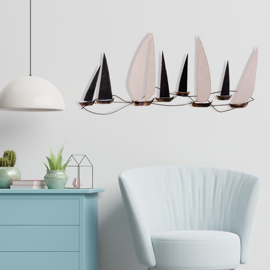 Wanddekoration 52x117 cm Segelboot aus Metall