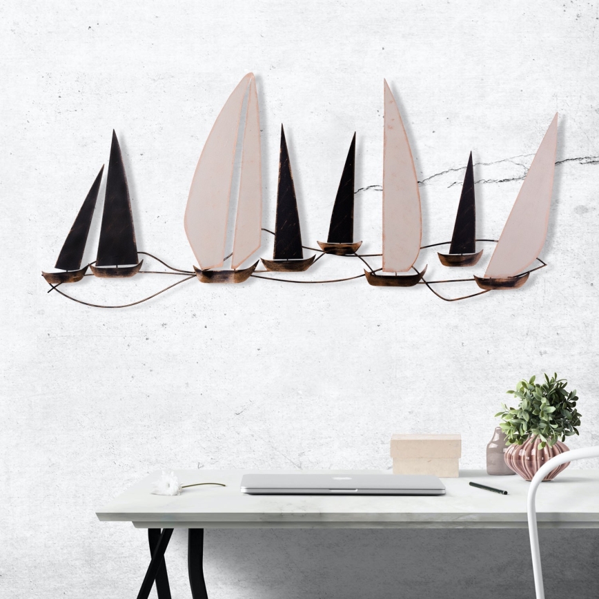 Wanddekoration 52x117 cm Segelboot aus Metall