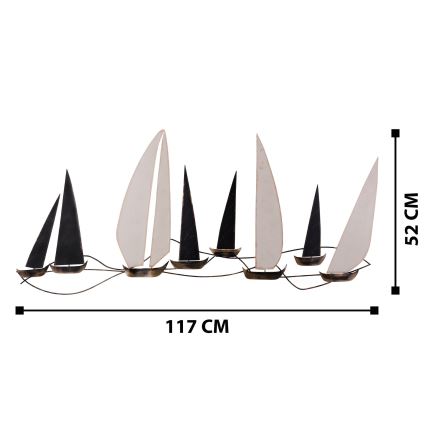 Wanddekoration 52x117 cm Segelboot aus Metall