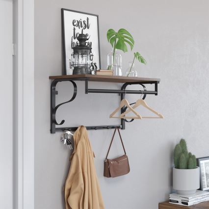 Wandgarderobe mit Ablage NATE braun/schwarz