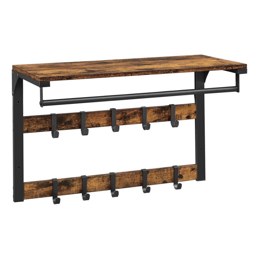 Wandgarderobe mit Ablage NATE, Braun/Schwarz