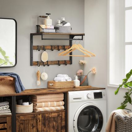 Wandgarderobe mit Ablage NATE, Braun/Schwarz